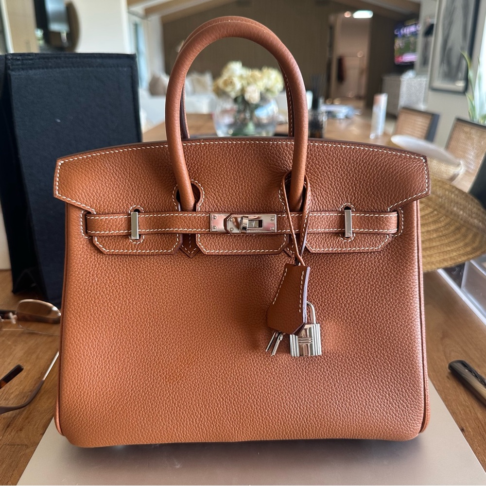 Birkin style 25 Gold togo retourne with palladium hardware